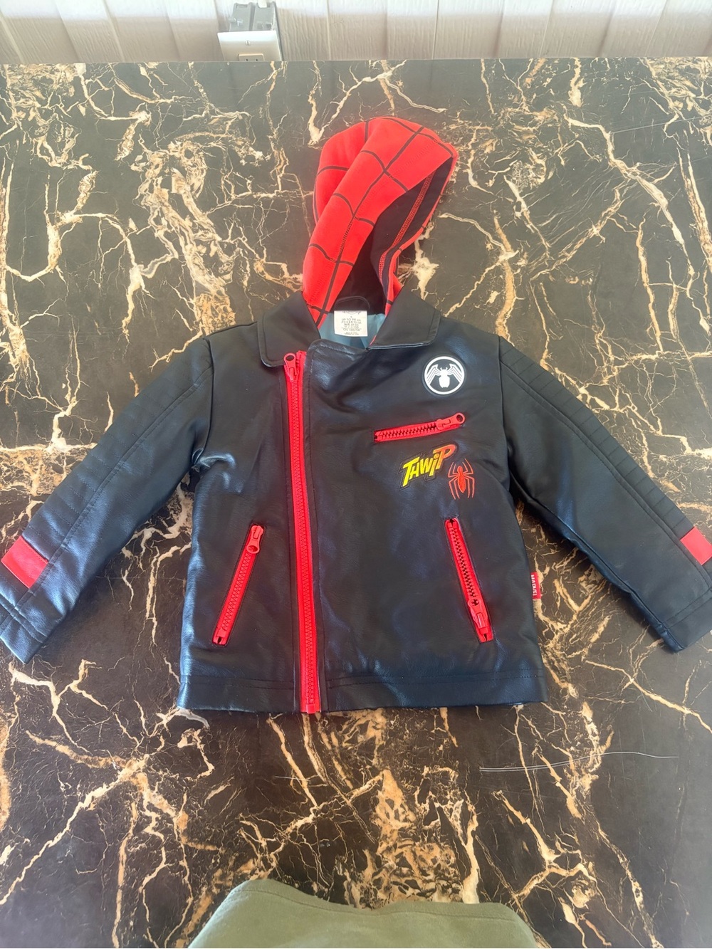 Disney Black and Red Spider-Themed Kids Costume Jacket with Hood